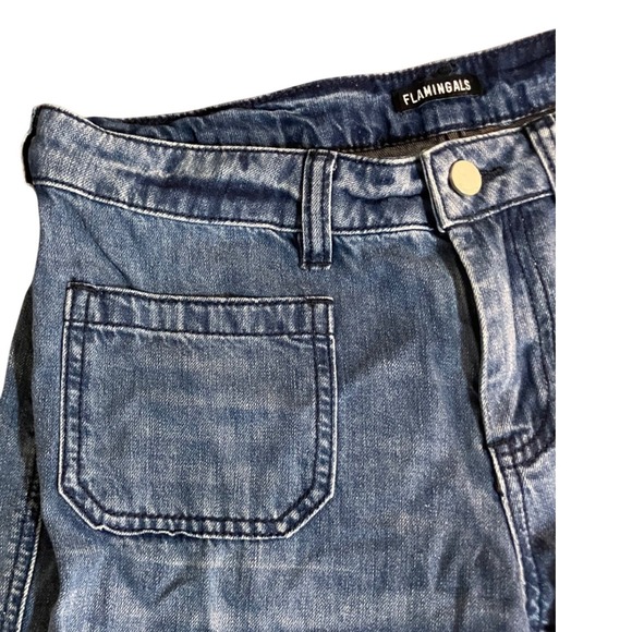 NEW Flamingals Wide Leg Denim Jeans Light Wash Cropped Length‎ Size M NWT - Picture 6 of 7
